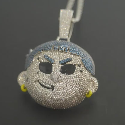 New European and American hip-hop heavy-duty full-zirconia anime pendant, fashionable new hip-hop cool necklace for men, rap accessories